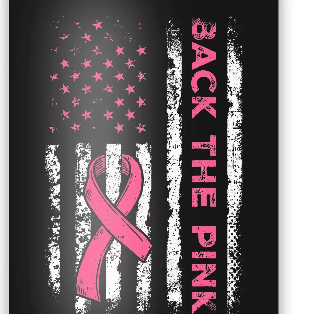 American Flag Back The Pink Breast Cancer Awareness Ribbon Poster