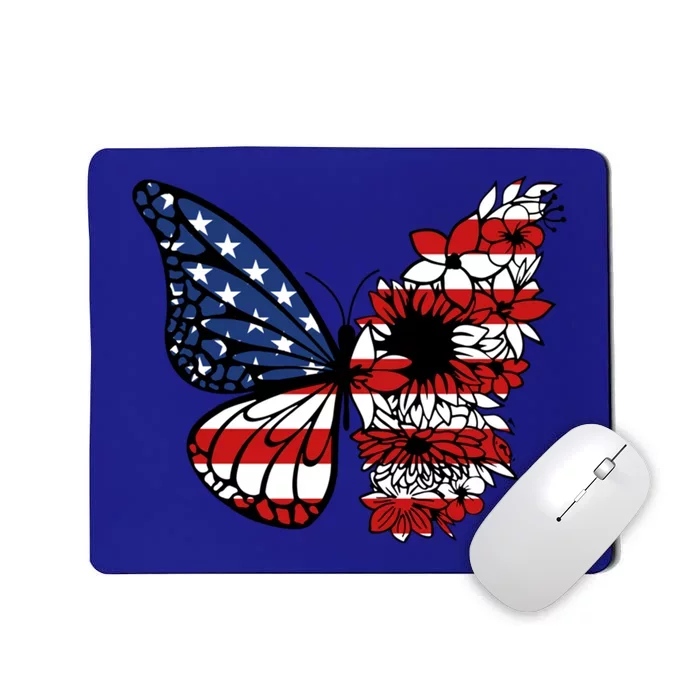 American Flag Butterfly Sunflower 4th Of July Patriotic Gift Mousepad