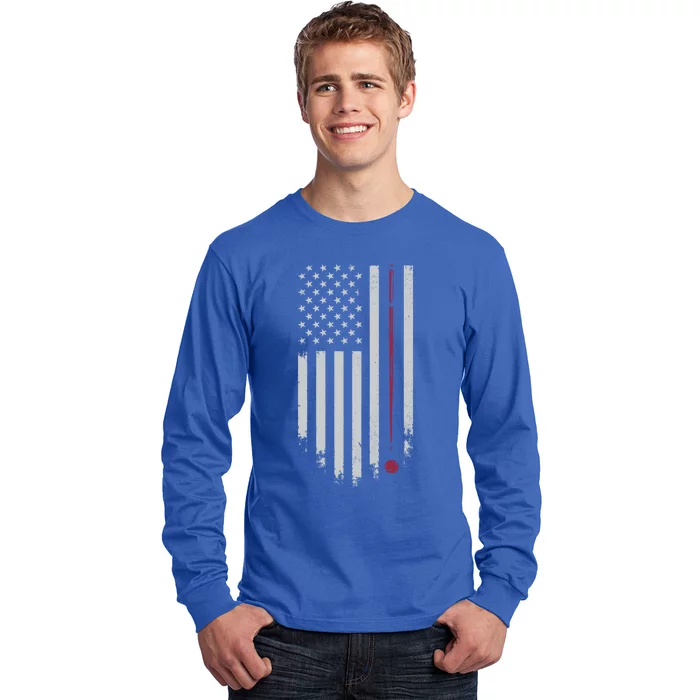 American Flag Billiard Pool Player Vintage Gift Long Sleeve Shirt