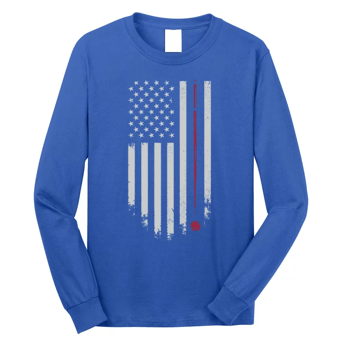 American Flag Billiard Pool Player Vintage Gift Long Sleeve Shirt