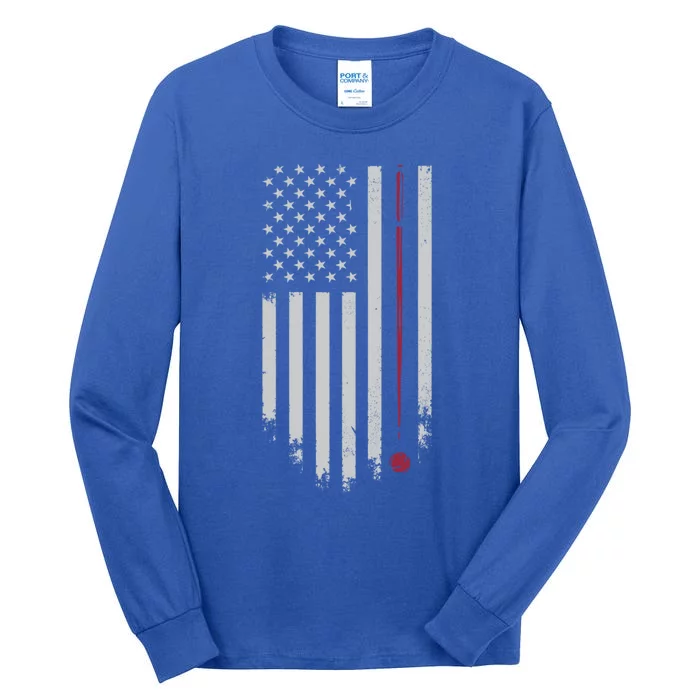 American Flag Billiard Pool Player Vintage Gift Tall Long Sleeve T-Shirt