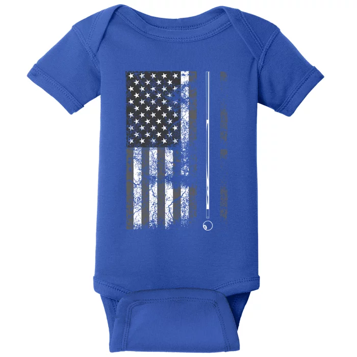 American Flag Billiard Stick Cute Table Game Funny Usa Gift Cool Gift Baby Bodysuit