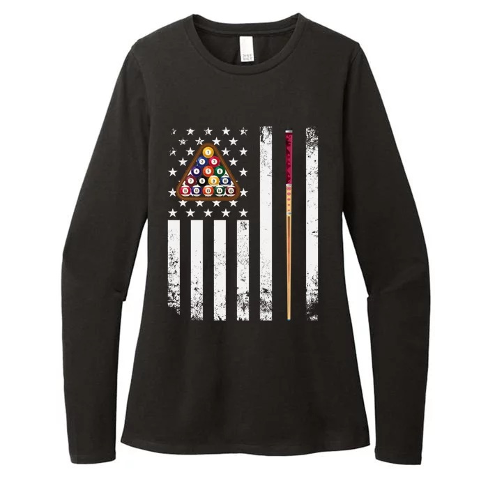 American Flag Billiard Vintage Pool Player Snooker Gift Womens CVC Long Sleeve Shirt