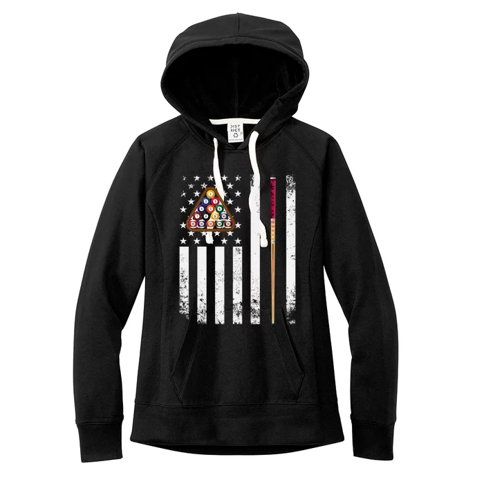 American Flag Billiard Vintage Pool Player Snooker Gift Women's Fleece Hoodie