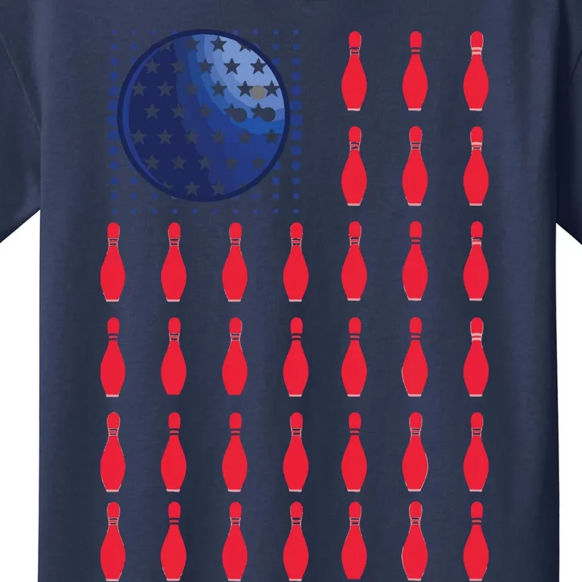 American Flag Bowling ShirtS Bowler Gifts For Bowling Team Kids T-Shirt