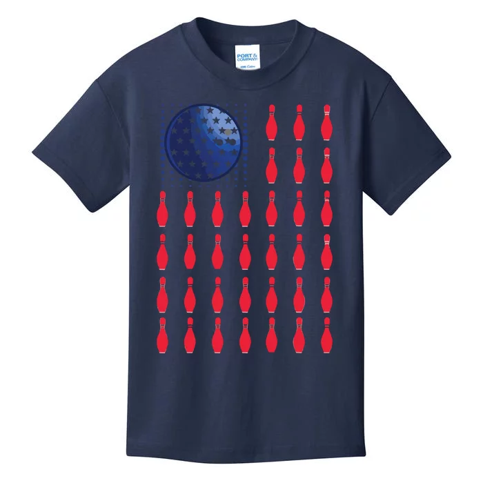 American Flag Bowling ShirtS Bowler Gifts For Bowling Team Kids T-Shirt