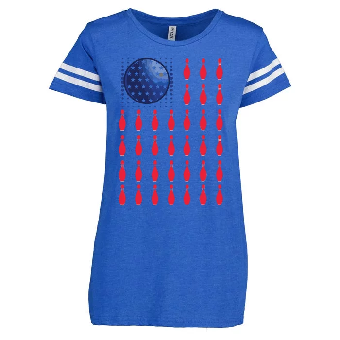 American Flag Bowling ShirtS Bowler Gifts For Bowling Team Enza Ladies Jersey Football T-Shirt