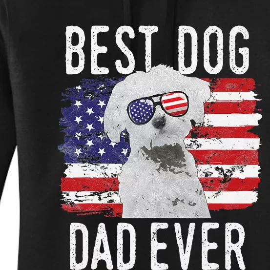 American Flag Best Dog Dad Ever Maltese USA Women's Pullover Hoodie