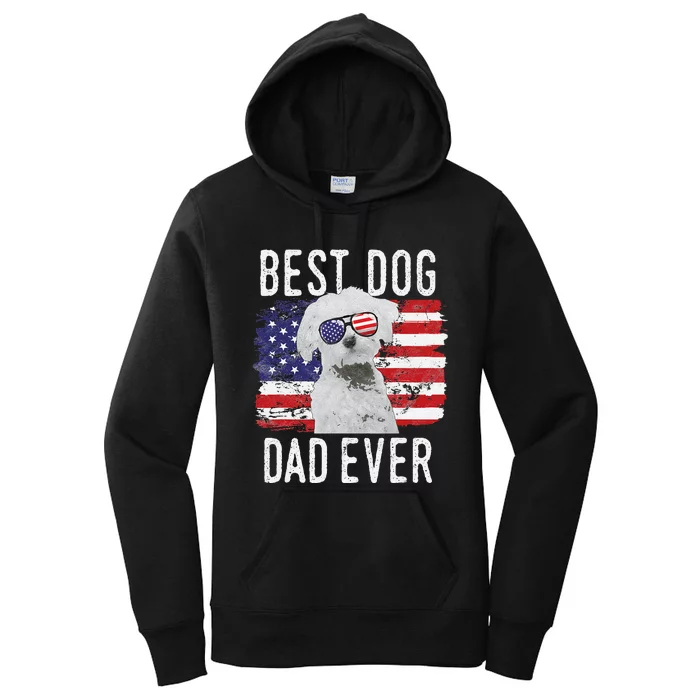 American Flag Best Dog Dad Ever Maltese USA Women's Pullover Hoodie