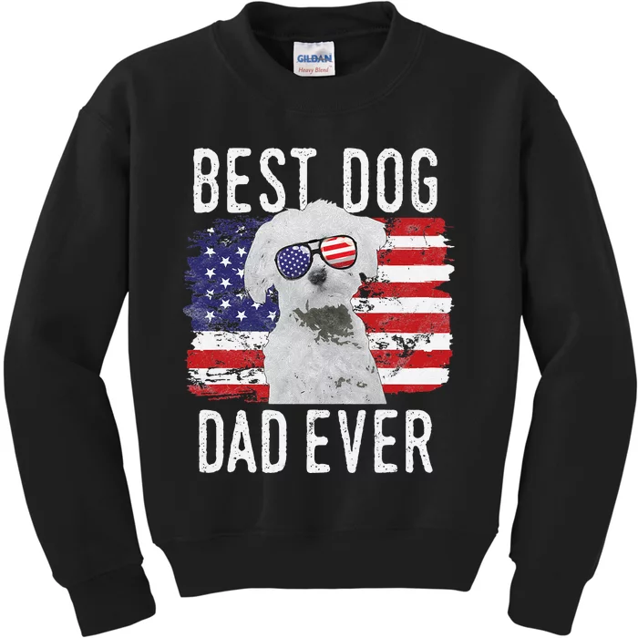 American Flag Best Dog Dad Ever Maltese USA Kids Sweatshirt