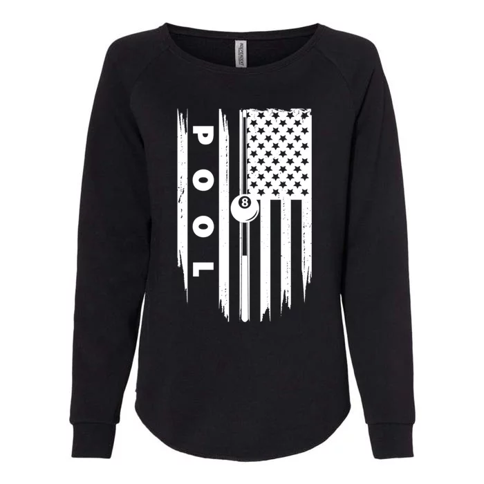 American Flag Billiards Pool Player Billiard Gift Womens California Wash Sweatshirt