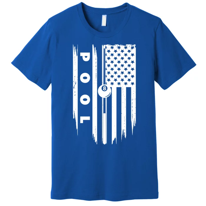 American Flag Billiards Pool Player Billiard Gift Premium T-Shirt