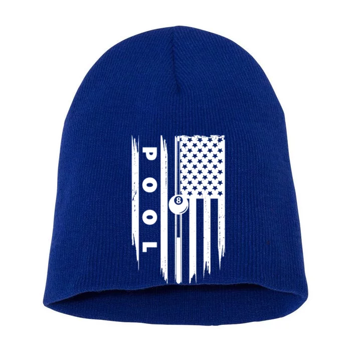 American Flag Billiards Pool Player Billiard Gift Short Acrylic Beanie