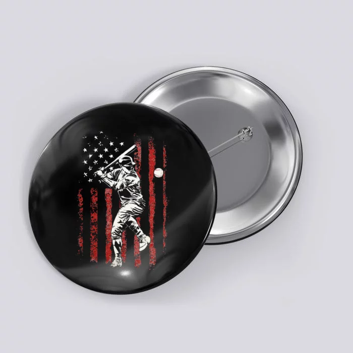 American Flag Baseball Team Gift Button