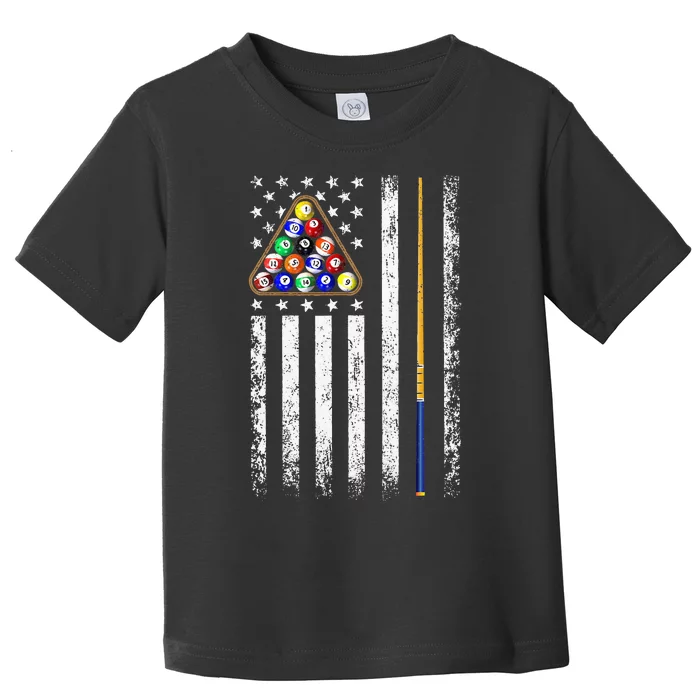 American Flag Billiard Vintage Pool Player Toddler T-Shirt