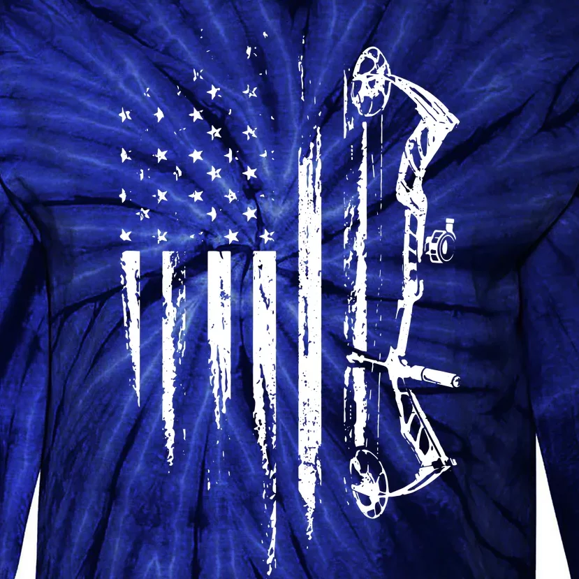 American Flag Bowhunting Bow Archery Gift For Deer Hunter Tie-Dye Long Sleeve Shirt