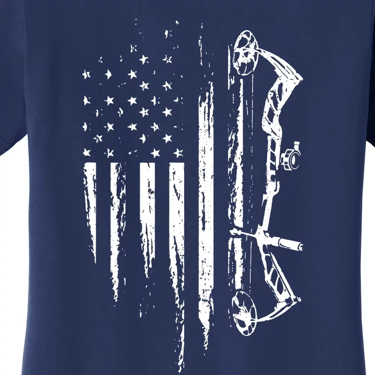 American Flag Bowhunting Bow Archery Gift For Deer Hunter Women's T-Shirt