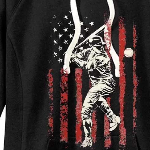 American Flag Baseball Team Gift Women's Fleece Hoodie