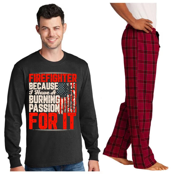 American Firefighter Burning Passion Quote Retro Fireman Slogan Long Sleeve Pajama Set