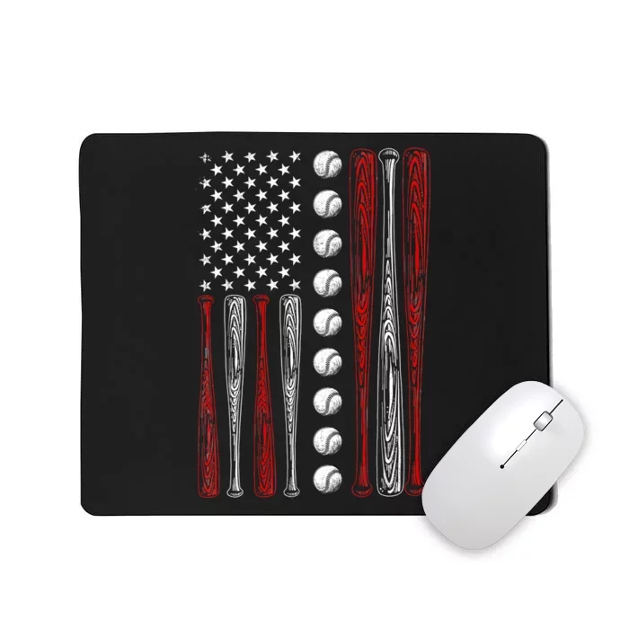 American Flag Baseball Red White Blue 4th Of July Mousepad