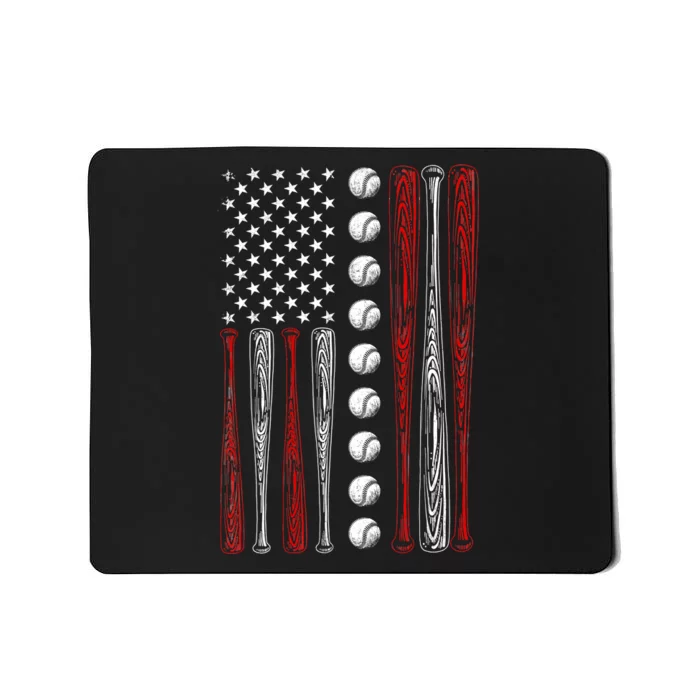 American Flag Baseball Red White Blue 4th Of July Mousepad