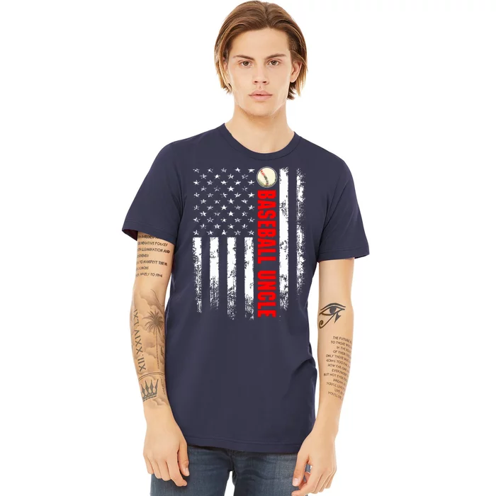 American Flag Baseball Uncle Backside Premium T-Shirt