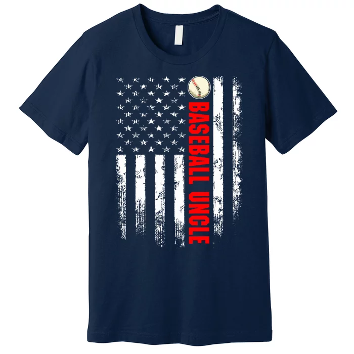 American Flag Baseball Uncle Backside Premium T-Shirt