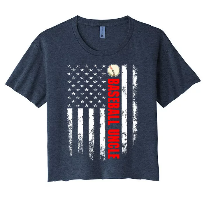 American Flag Baseball Uncle Backside Women's Crop Top Tee