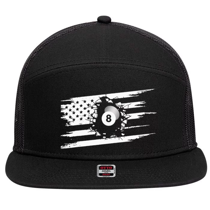 American Flag Billiards Apparel Billiards 7 Panel Mesh Trucker Snapback Hat