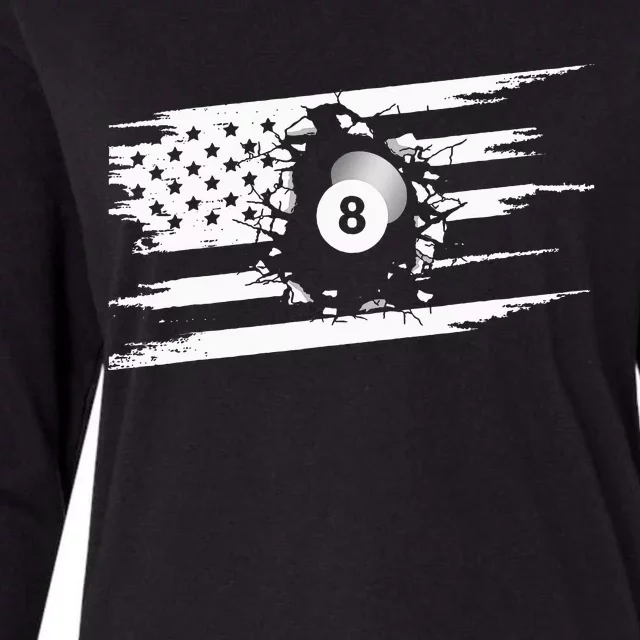 American Flag Billiards Apparel Billiards Womens Cotton Relaxed Long Sleeve T-Shirt