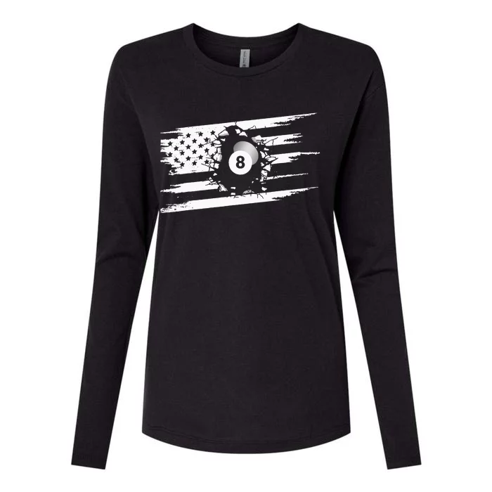 American Flag Billiards Apparel Billiards Womens Cotton Relaxed Long Sleeve T-Shirt