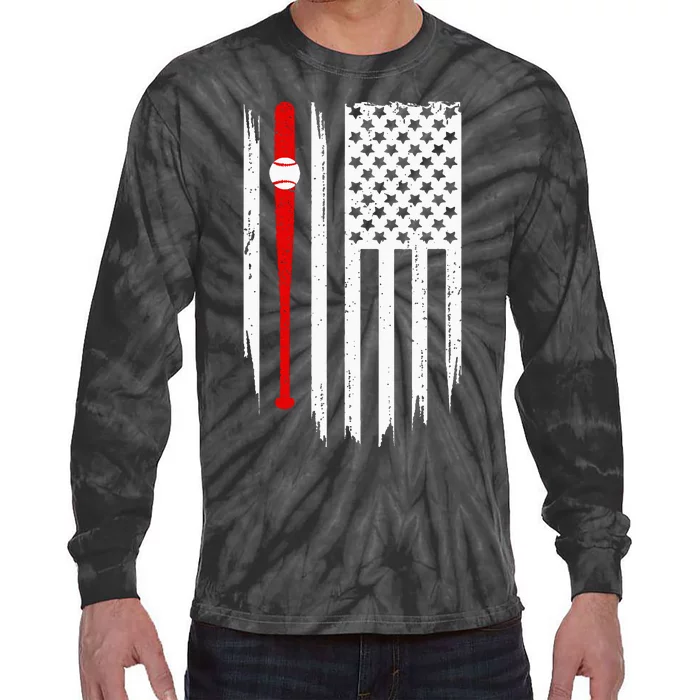 American Flag Baseball Apparel Baseball Tie-Dye Long Sleeve Shirt