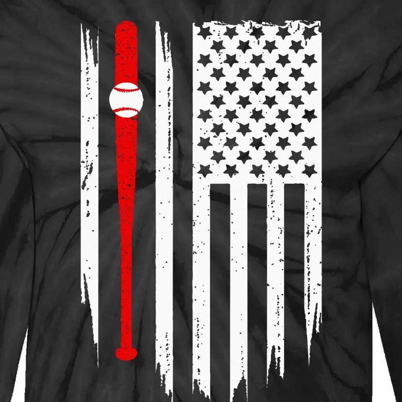 American Flag Baseball Apparel Baseball Tie-Dye Long Sleeve Shirt