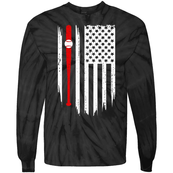 American Flag Baseball Apparel Baseball Tie-Dye Long Sleeve Shirt