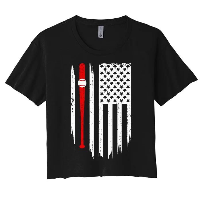 American Flag Baseball Apparel Baseball Women's Crop Top Tee