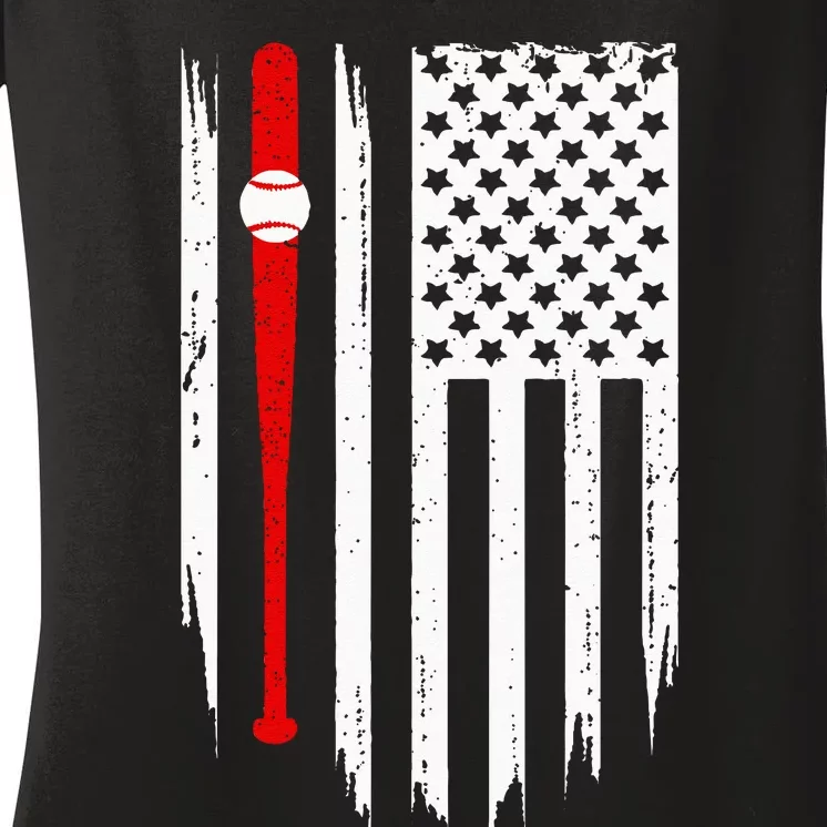 American Flag Baseball Apparel Baseball Women's V-Neck T-Shirt