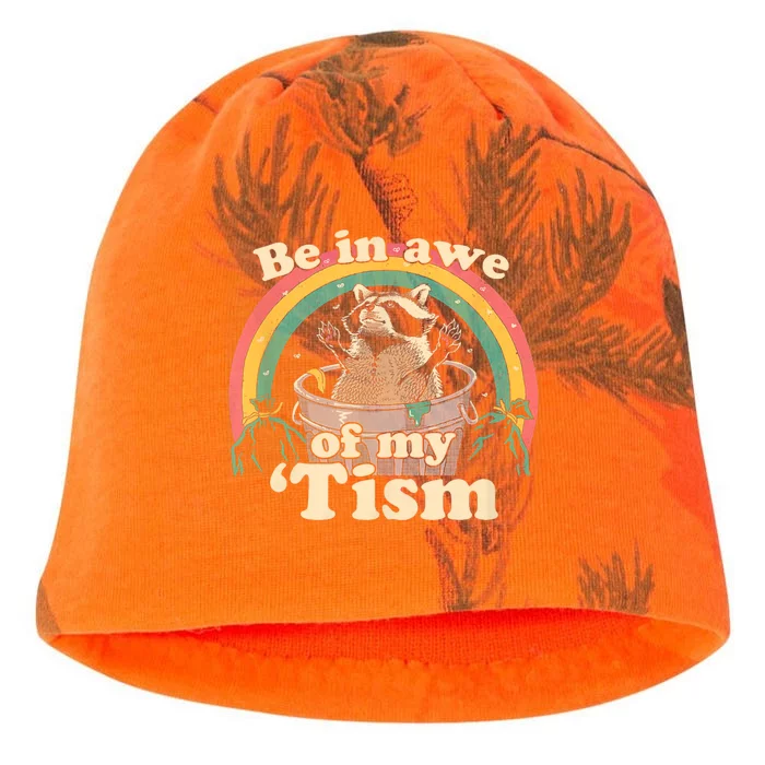 Autism Funny Be In Awe Of My Tism Meme Autistic Raccoon Kati - Camo Knit Beanie