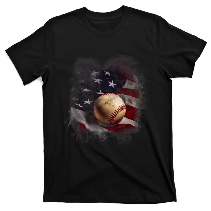 American Flag Baseball Vintage 4th Of July Usa Patriotic T-Shirt