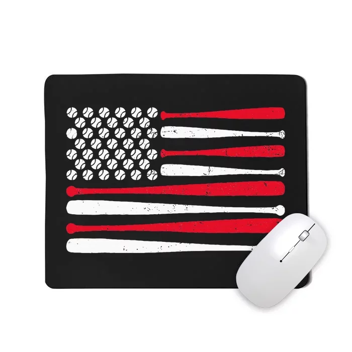 American Flag Baseball Usa Vintage Baseball Sport Fan Mousepad