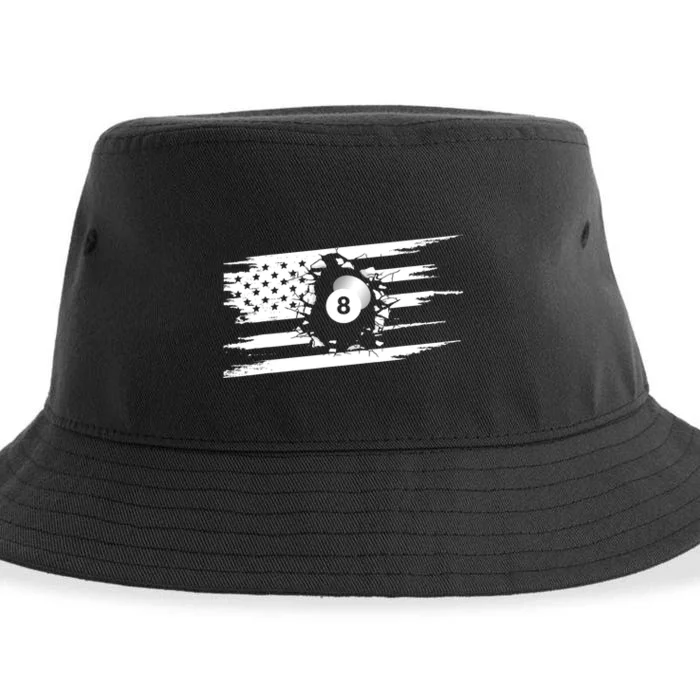 American Flag Billiards Cute Billiards Player Gift Sustainable Bucket Hat