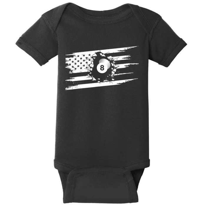 American Flag Billiards Cute Billiards Player Gift Baby Bodysuit