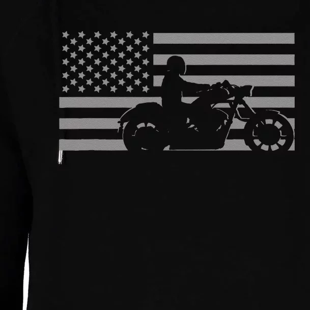 American Flag Biker Motorcycle Womens Funnel Neck Pullover Hood