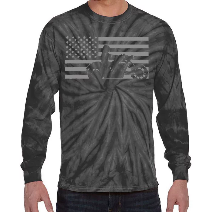 American Flag Biker Motorcycle Tie-Dye Long Sleeve Shirt