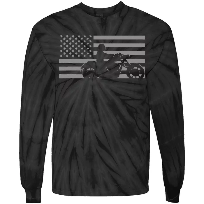 American Flag Biker Motorcycle Tie-Dye Long Sleeve Shirt