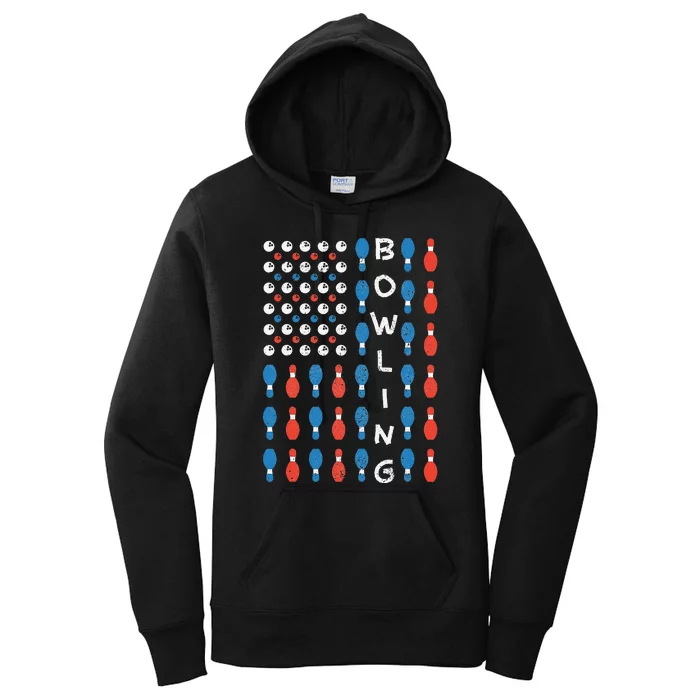 American Flag Bowling Bowler Gifts For Bowling Team Women's Pullover Hoodie