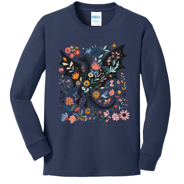 Abraxos Fantasy Bookish Floral Abraxos Kids Long Sleeve Shirt