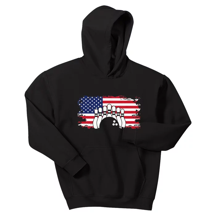 American Flag Bowling Apparel Bowling Kids Hoodie