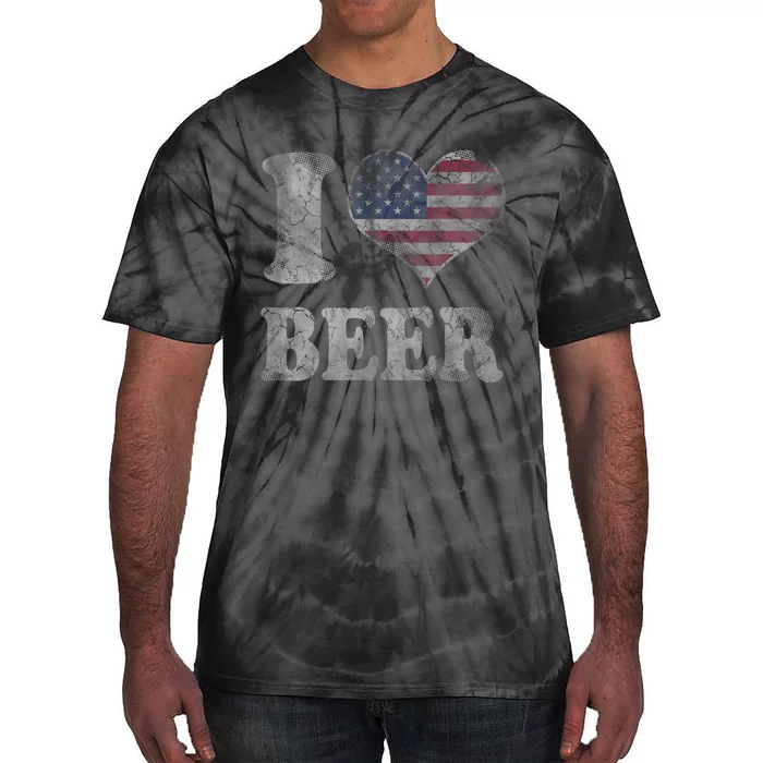 American Flag Beer 4th Of July Usa Tie-Dye T-Shirt