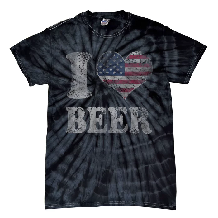 American Flag Beer 4th Of July Usa Tie-Dye T-Shirt