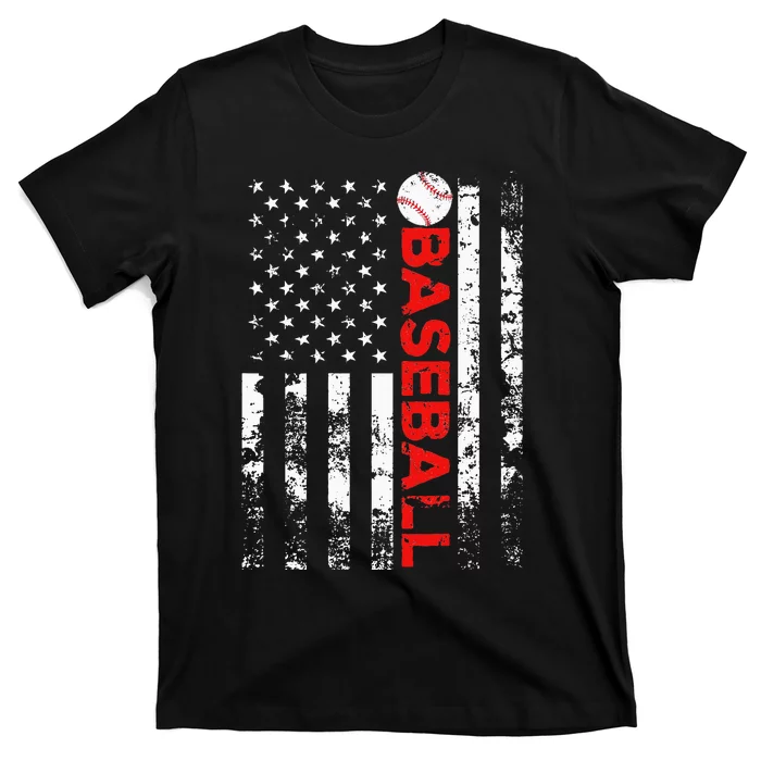 American Flag Baseball Team Gift T-Shirt